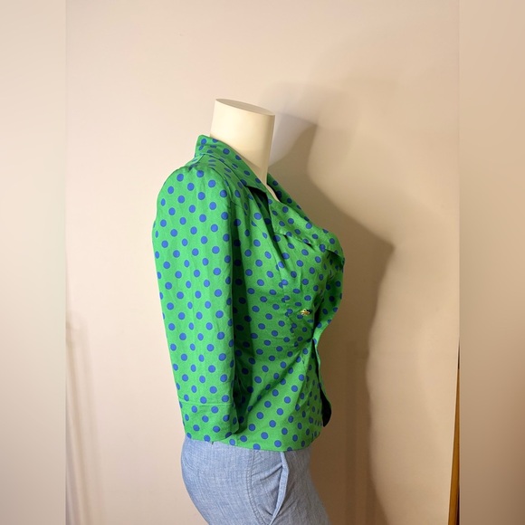 Monteau Green and Blue Blazer with Polka Dot Design - Picture 5 of 10